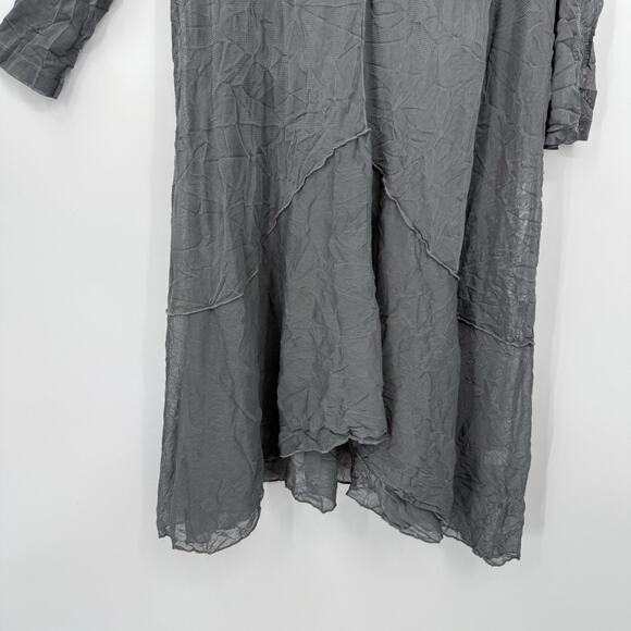 By JJ Midi Dress Sheer Overlay Crinkle Knit Gray Asymmetrical Lagenlook size XL - Picture 5 of 10